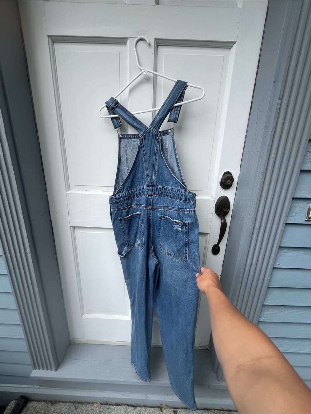 Arizona Jean Company Distressed Denim Overalls - Blue - Picture 4 of 4